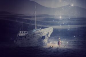 boat, nature, kid, creativity, dream, desert