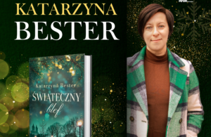 Grafika promująca spotkanie z Katarzyną Bester