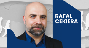 Grafika promująca spotkanie z Rafałem Cekierą