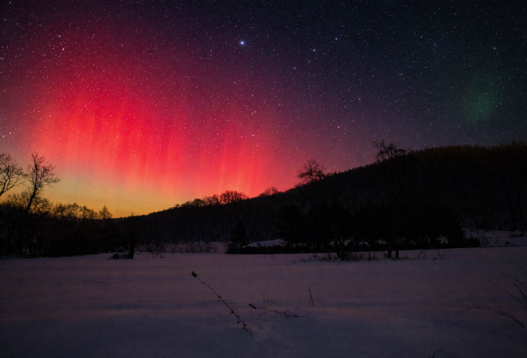 Widowiskowa zorza polarna na Podkarpaciu