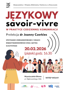Grafika promująca prelekcję Joanny Czerkies