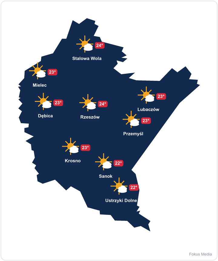 Mapa pogody dla Podkarpacia