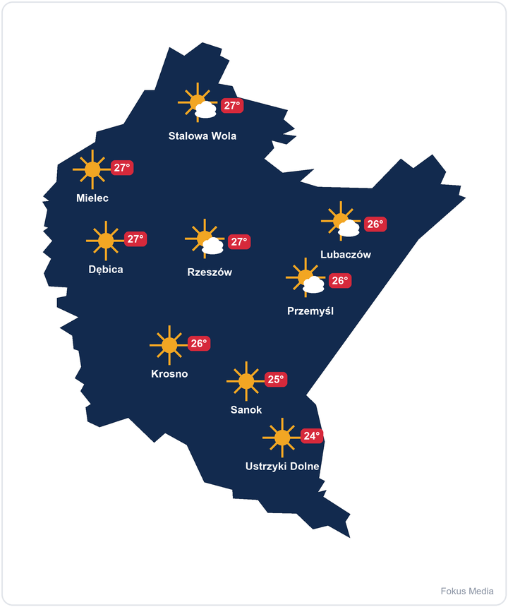 Mapa pogody dla Podkarpacia