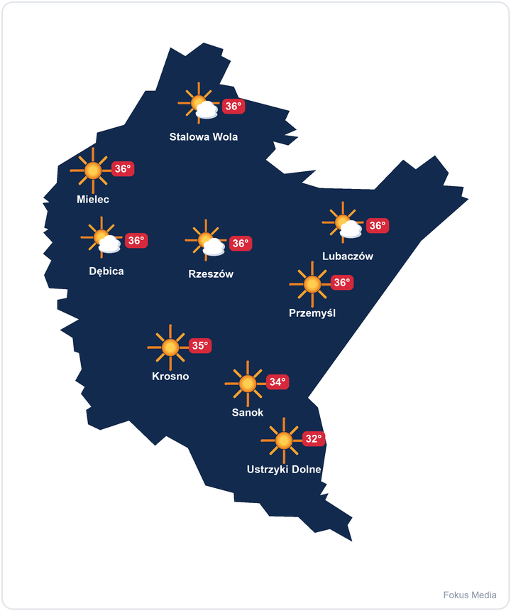 Mapa pogody dla Podkarpacia